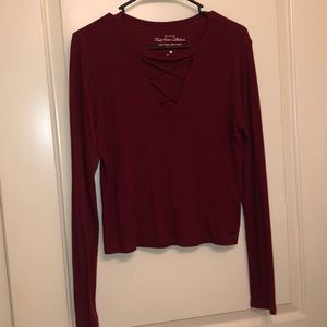 Burgundy long sleeve top